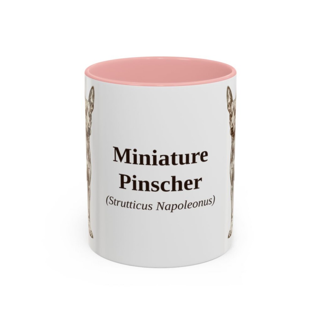 11oz Miniature Pinscher Latin Mug, Pink, front view