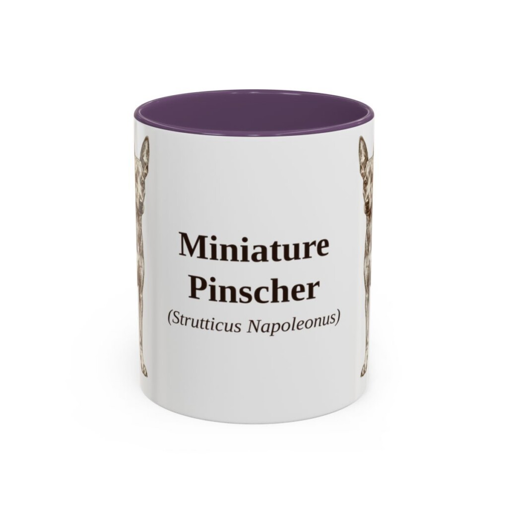 11oz Miniature Pinscher Latin Mug, Purple, front view