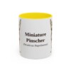 11oz Miniature Pinscher Latin Mug, Yellow, front view