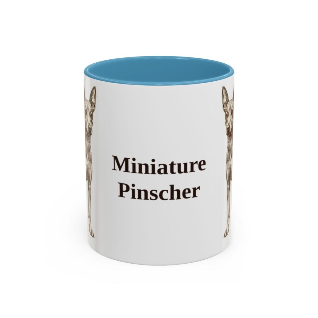 11oz Miniature Pinscher Mug, Light Blue, front view