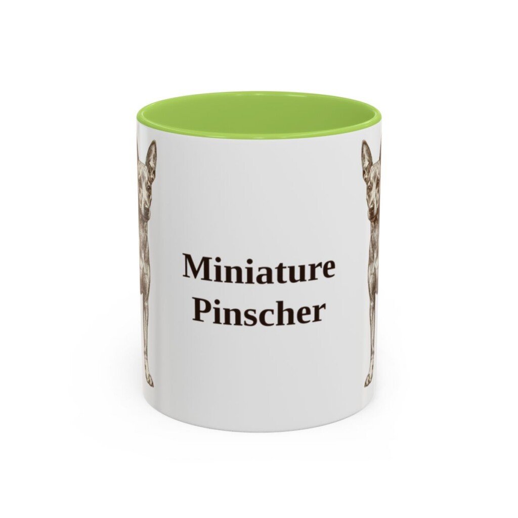 11oz Miniature Pinscher Mug, Light Green, front view