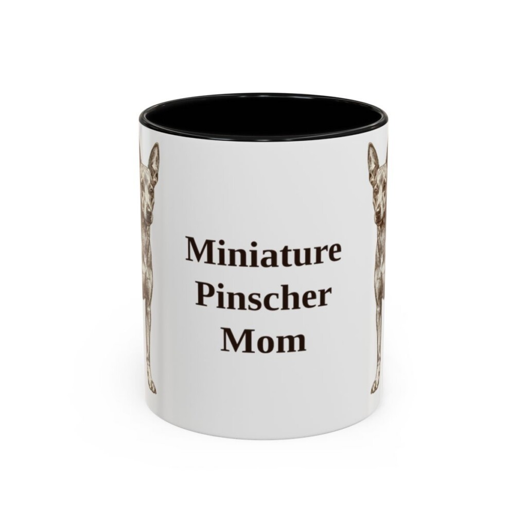 11oz Miniature Pinscher Dog Mom Mug, Black, front view