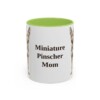 11oz Miniature Pinscher Dog Mom Mug, Light Green, front view