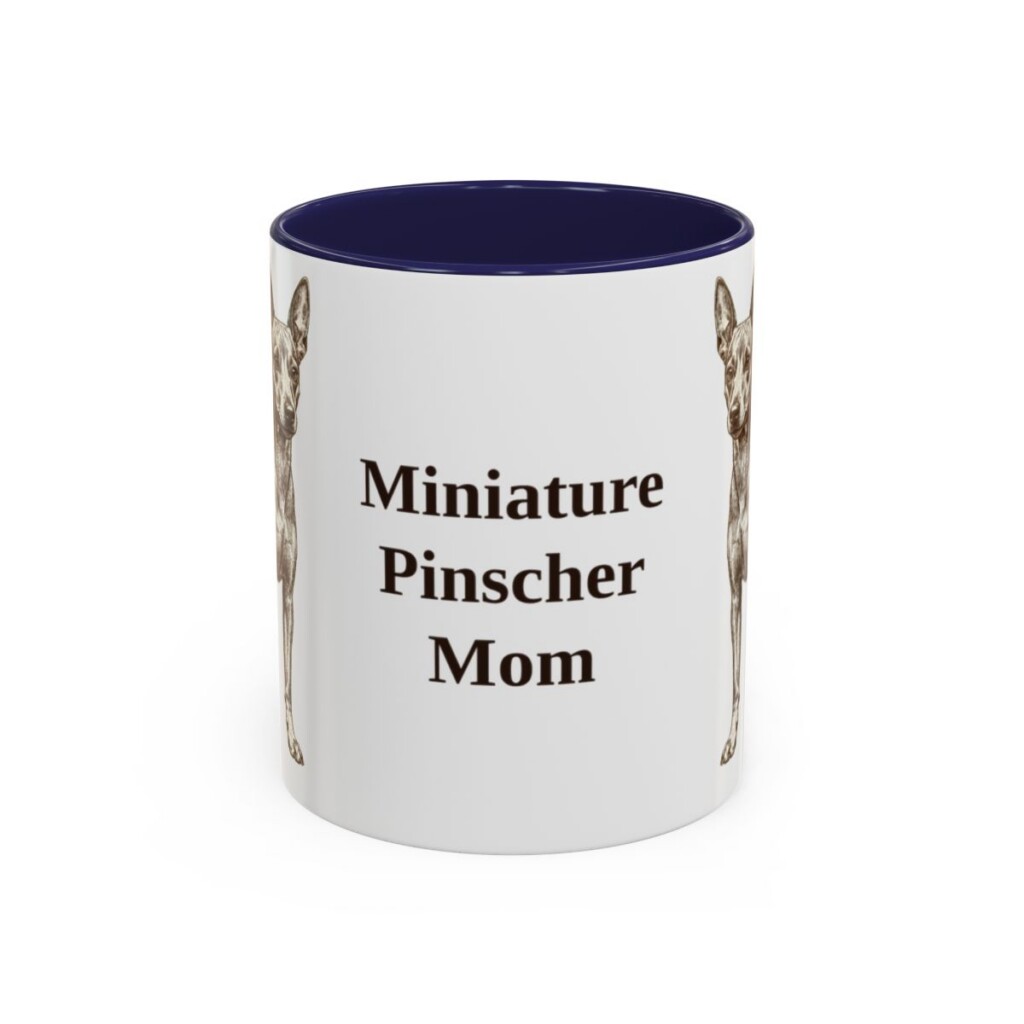 11oz Miniature Pinscher Dog Mom Mug, Navy, front view