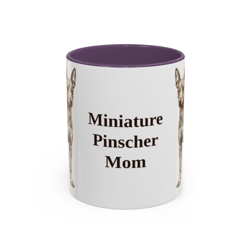 11oz Miniature Pinscher Dog Mom Mug, Purple, front view