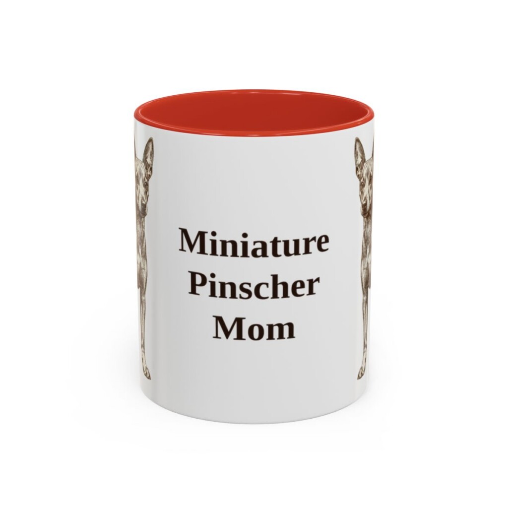 11oz Miniature Pinscher Dog Mom Mug, Red, front view