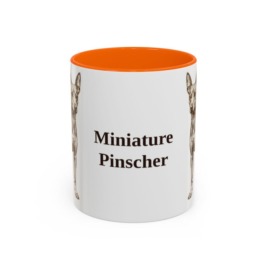 11oz Miniature Pinscher Mug, Orange, front view
