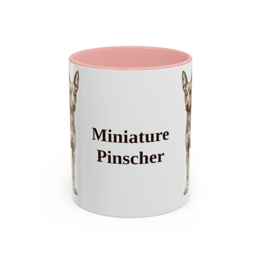 11oz Miniature Pinscher Mug, Pink, front view