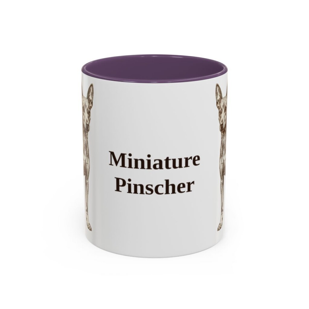 11oz Miniature Pinscher Mug, Purple, front view