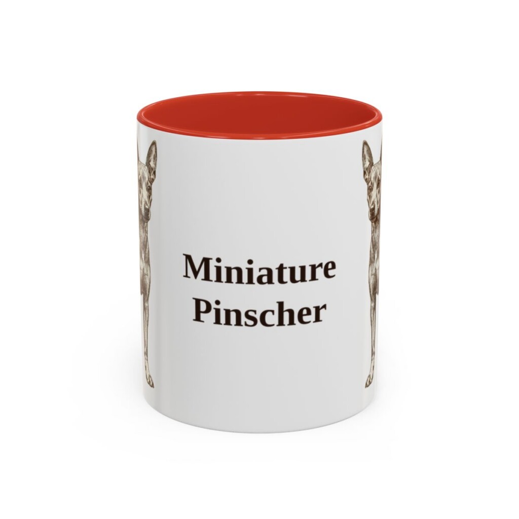 11oz Miniature Pinscher Mug, Red, front view