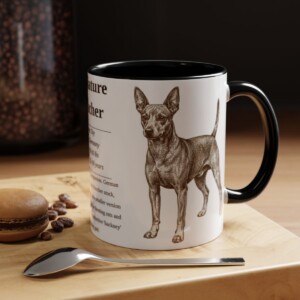 11oz Miniature Pinscher Mug, Black, lifestyle photo