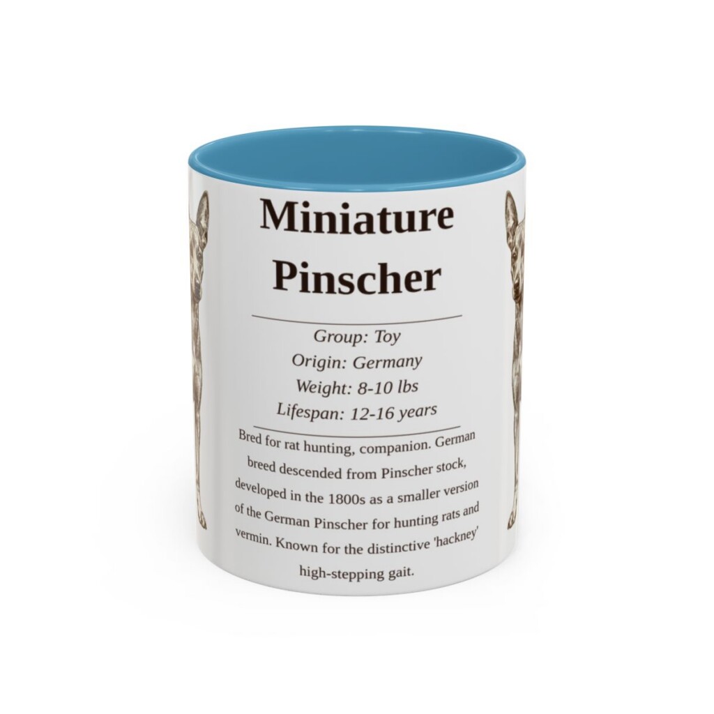11oz Miniature Pinscher Mug, Light Blue, front view