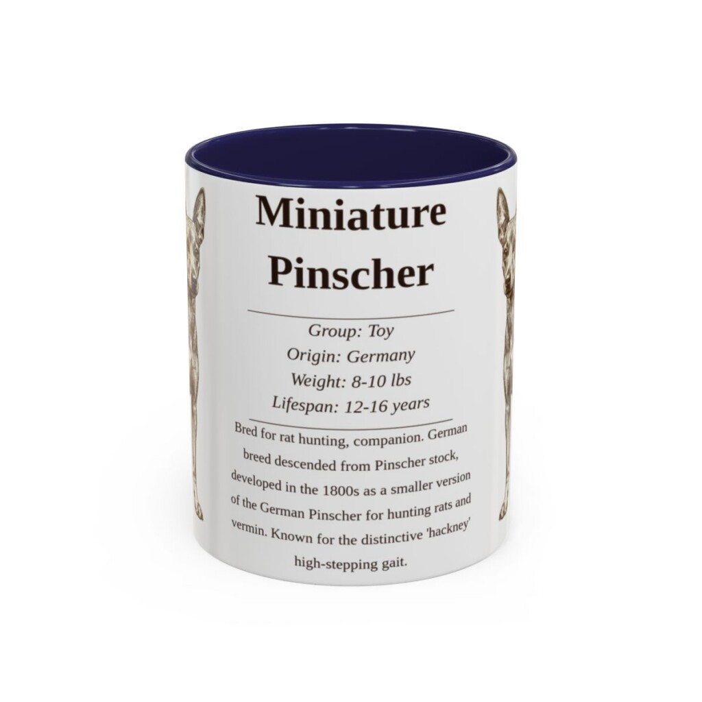 11oz Miniature Pinscher Mug, Navy, front view