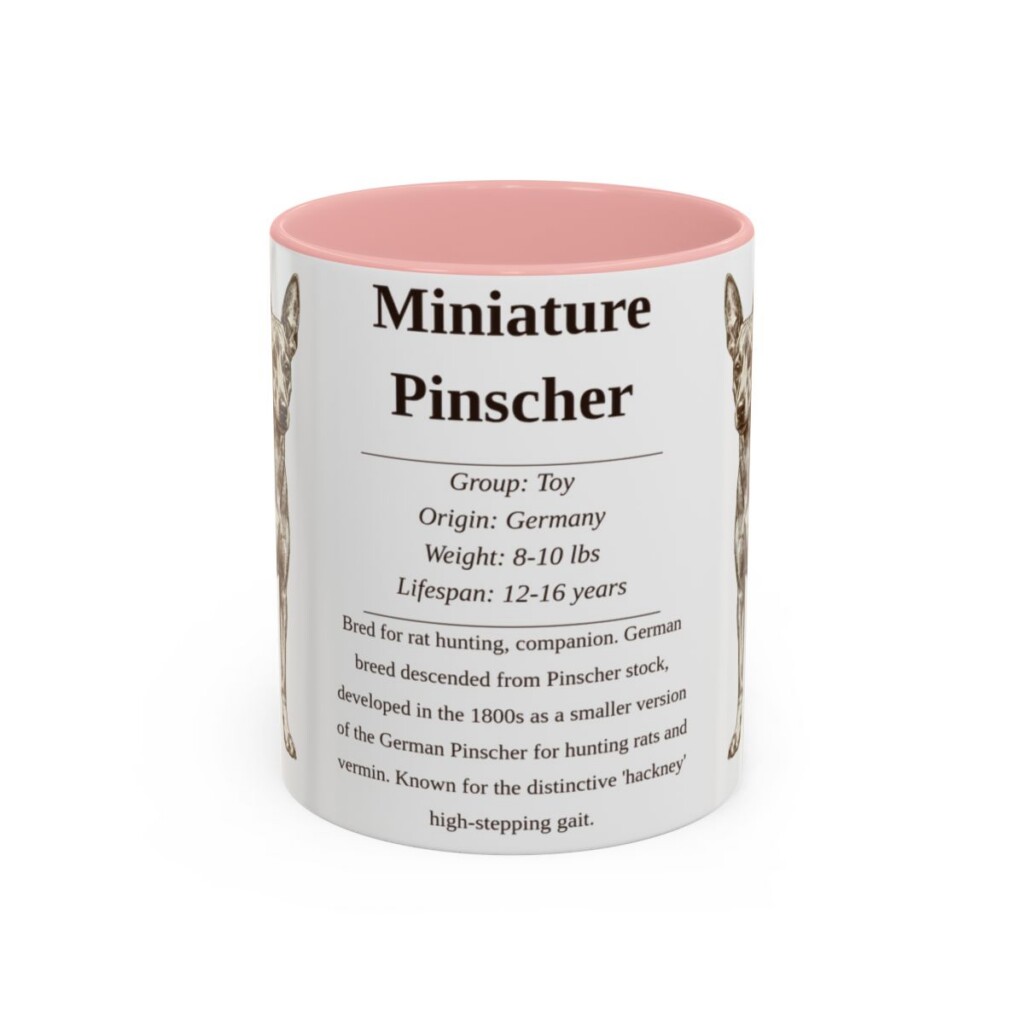 11oz Miniature Pinscher Mug, Pink, front view