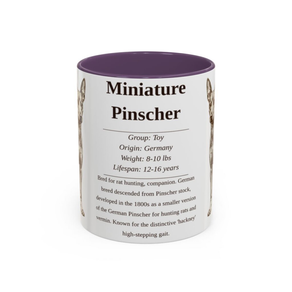 11oz Miniature Pinscher Mug, Purple, front view