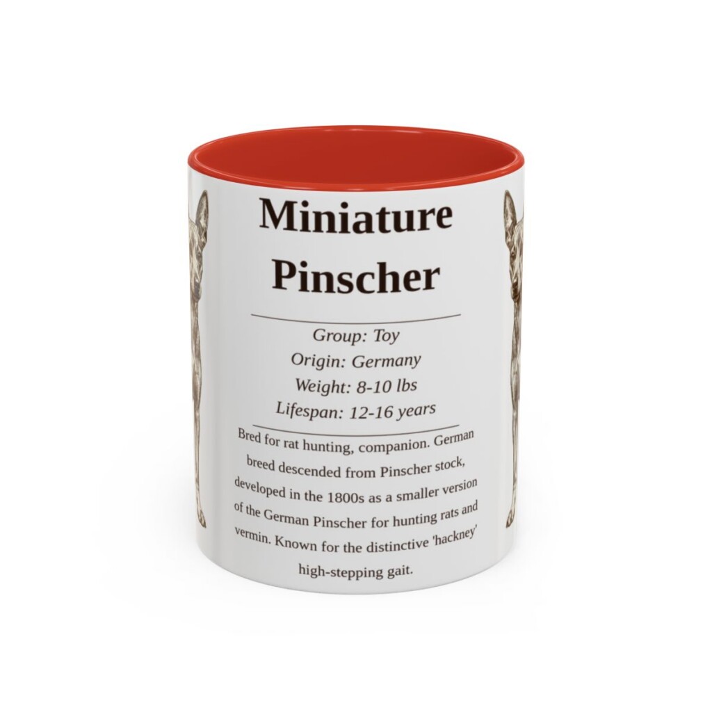 11oz Miniature Pinscher Mug, Red, front view