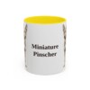 11oz Miniature Pinscher Mug, Yellow, front view