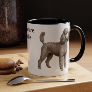 11oz Miniature Poodle Mug, Black, lifestyle photo