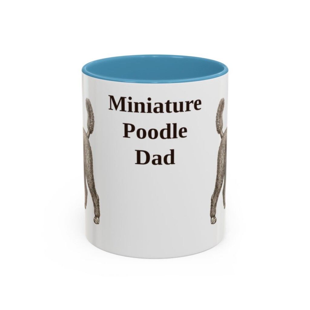 11oz Miniature Poodle Dog Dad Mug, Light Blue, front view