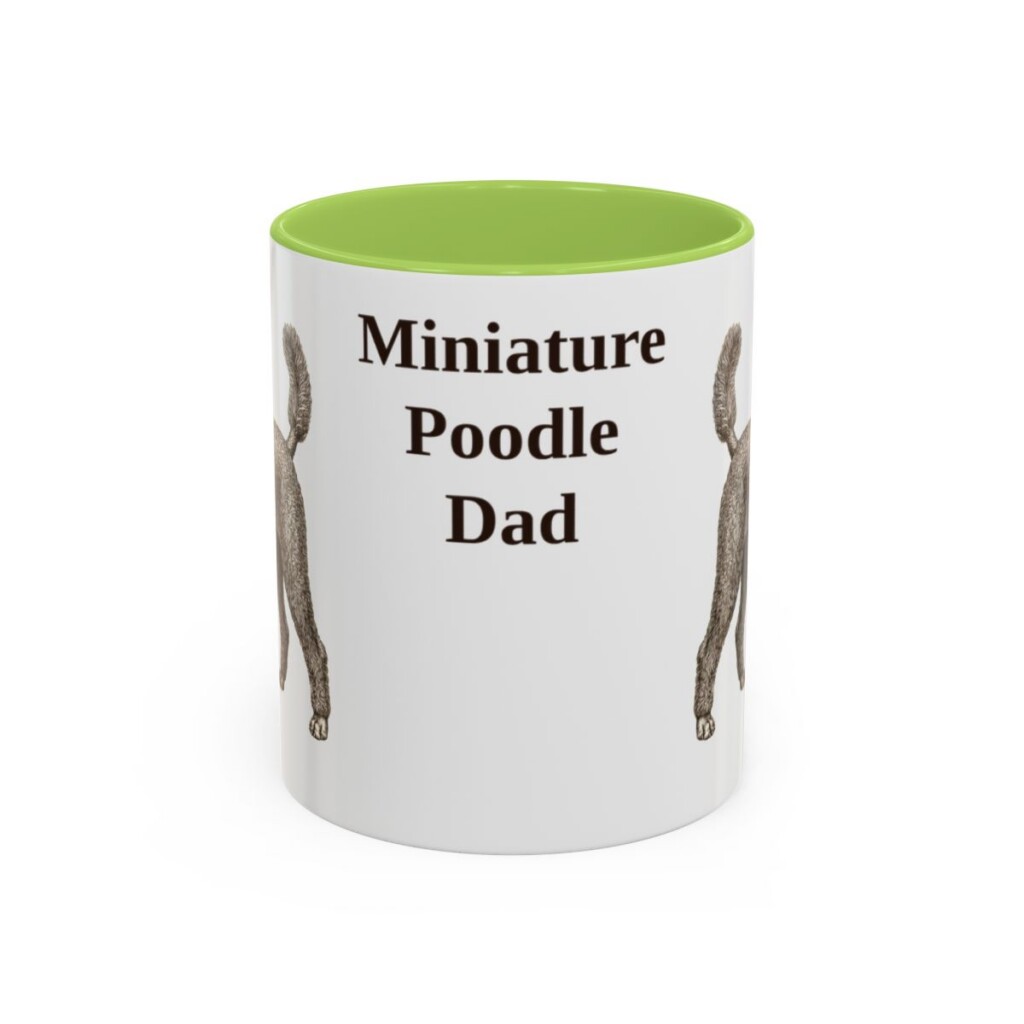 11oz Miniature Poodle Dog Dad Mug, Light Green, front view