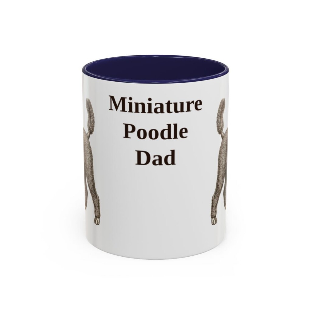 11oz Miniature Poodle Dog Dad Mug, Navy, front view