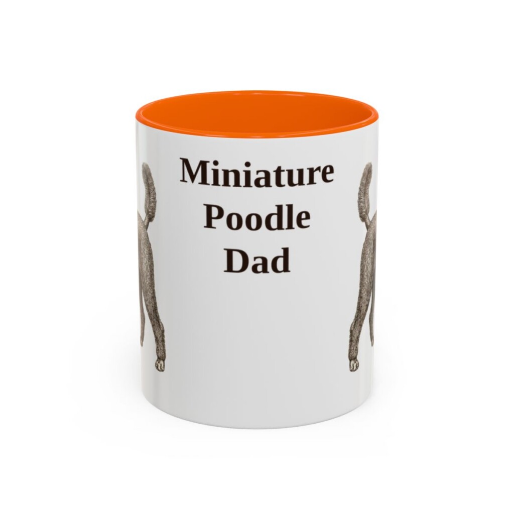 11oz Miniature Poodle Dog Dad Mug, Orange, front view