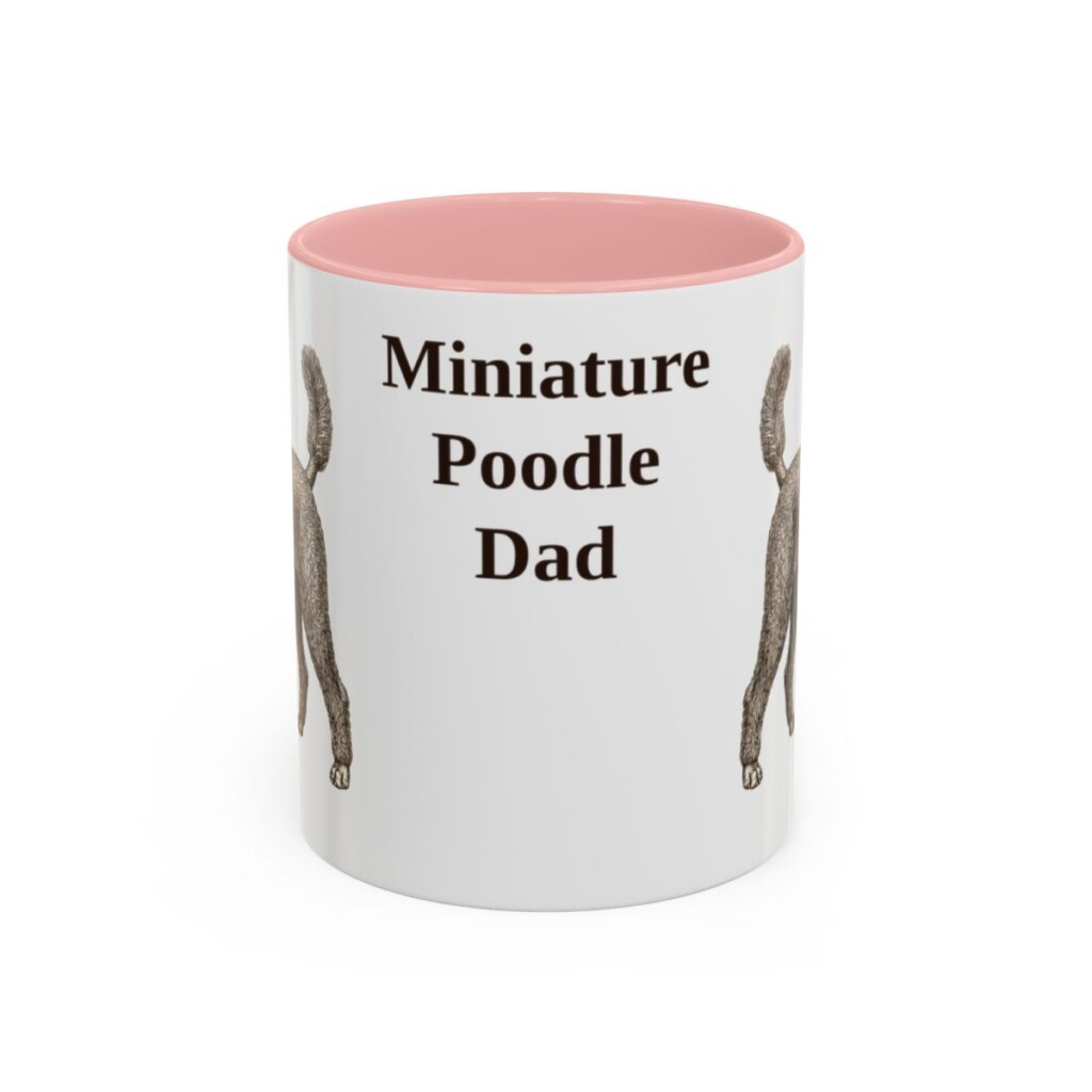 11oz Miniature Poodle Dog Dad Mug, Pink, front view