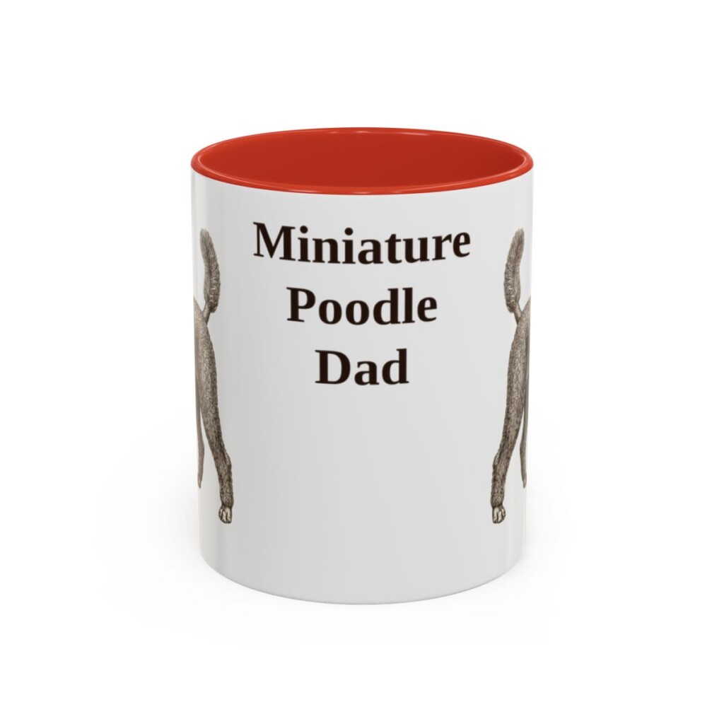 11oz Miniature Poodle Dog Dad Mug, Red, front view