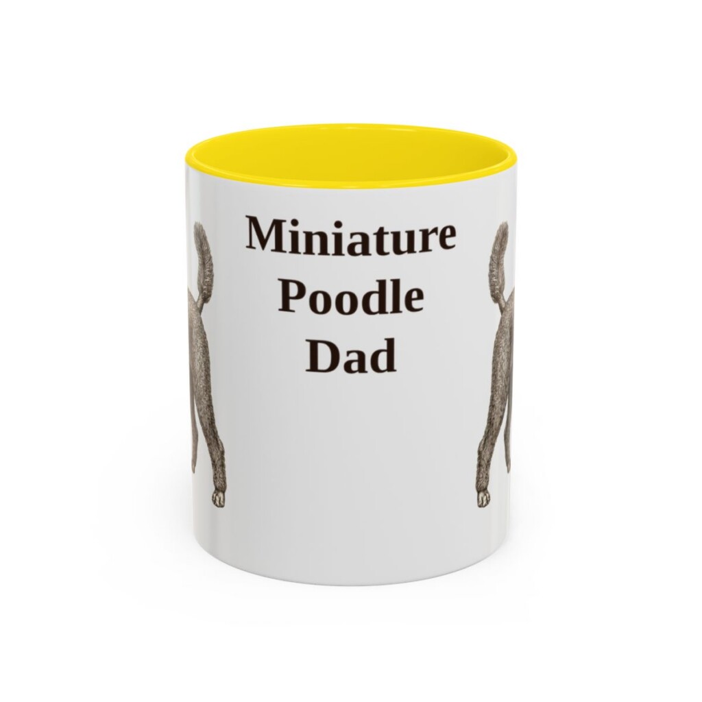 11oz Miniature Poodle Dog Dad Mug, Yellow, front view