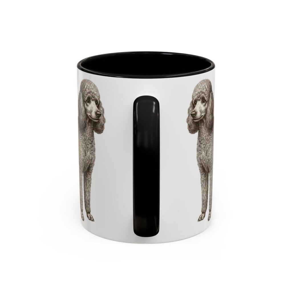 11oz Funny Miniature Poodle Mug, Black, back view