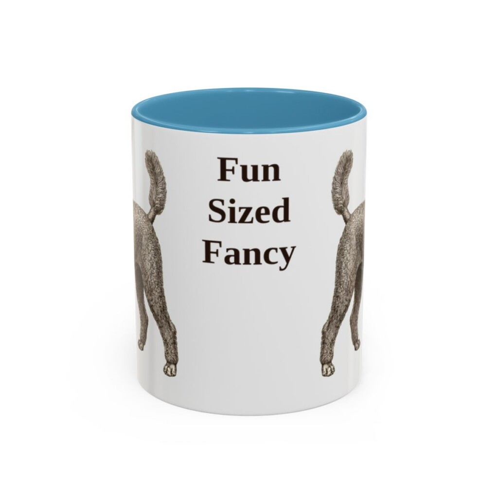 11oz Funny Miniature Poodle Mug, Light Blue, front view