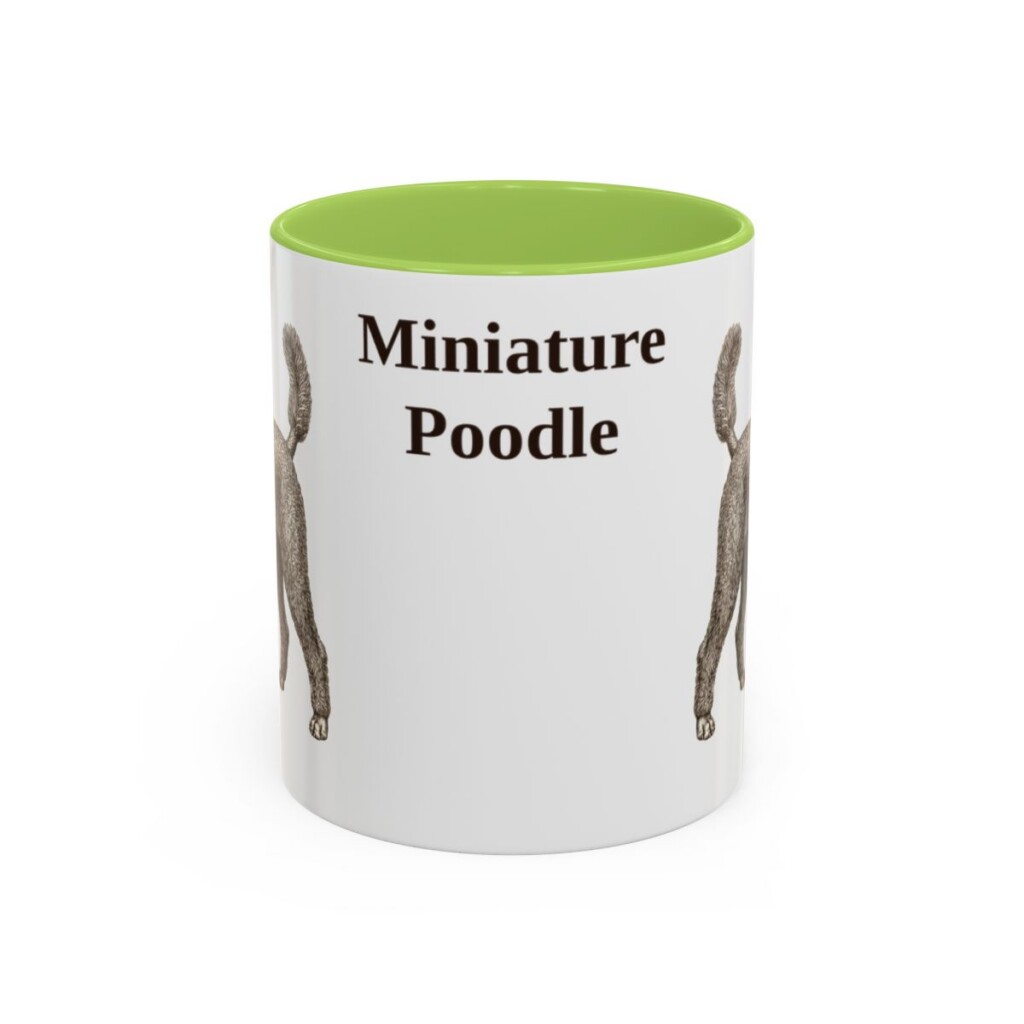 11oz Miniature Poodle Mug, Light Green, front view