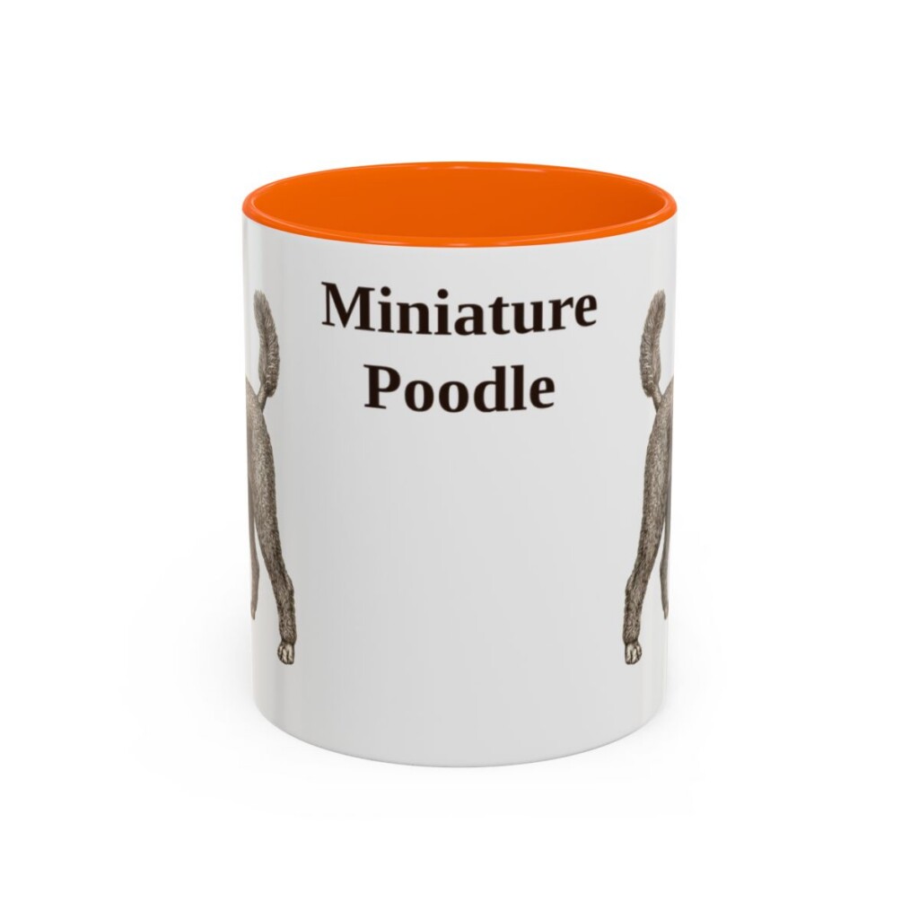 11oz Miniature Poodle Mug, Orange, front view