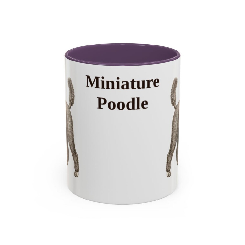 11oz Miniature Poodle Mug, Purple, front view