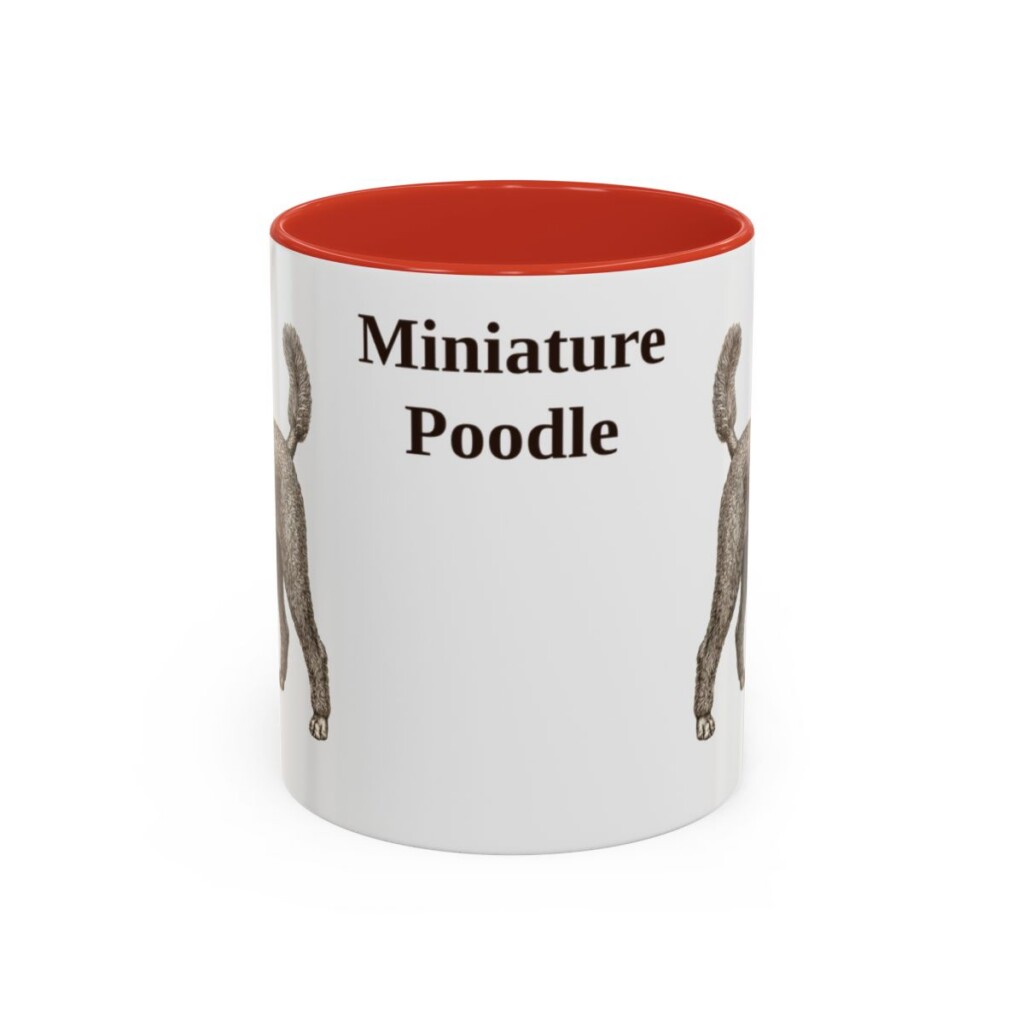11oz Miniature Poodle Mug, Red, front view
