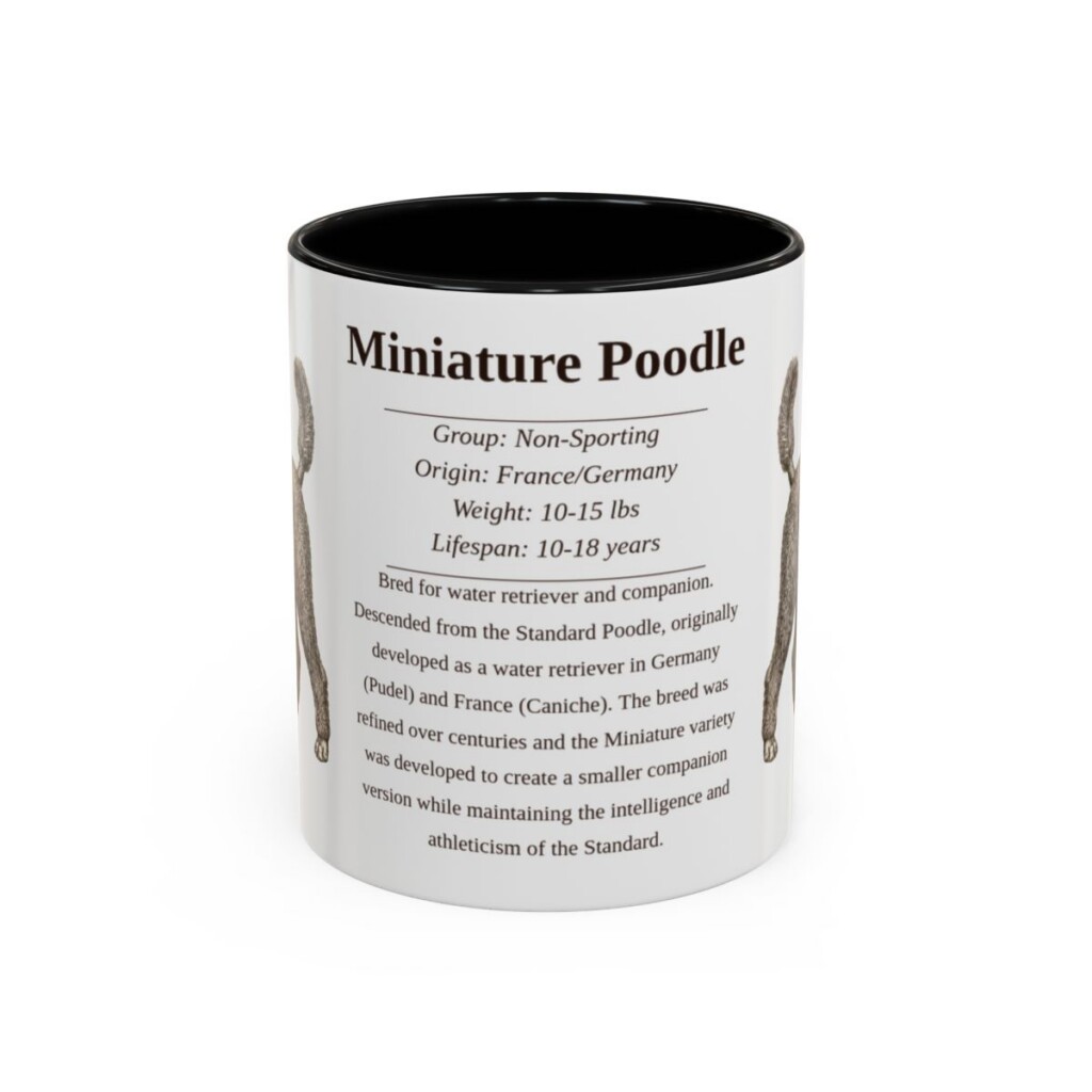 11oz Miniature Poodle Mug, Black, front view