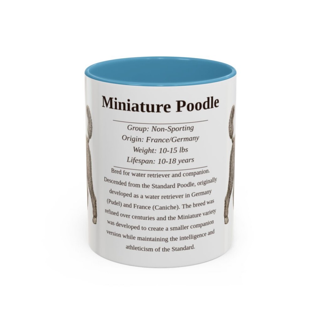 11oz Miniature Poodle Mug, Light Blue, front view
