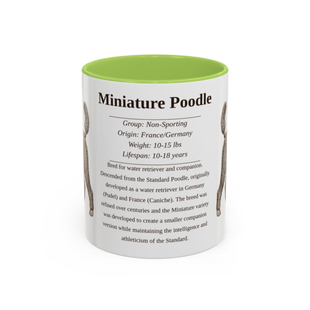 11oz Miniature Poodle Mug, Light Green, front view