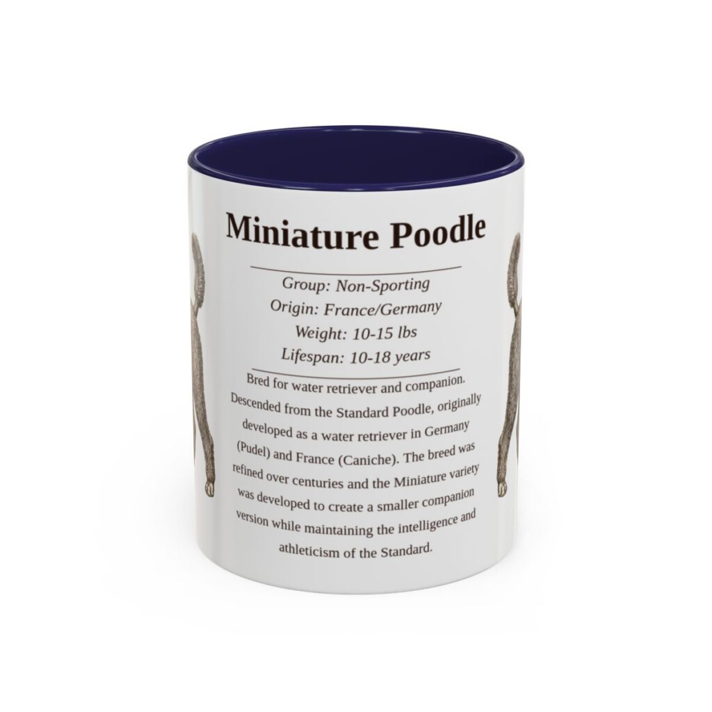 11oz Miniature Poodle Mug, Navy, front view