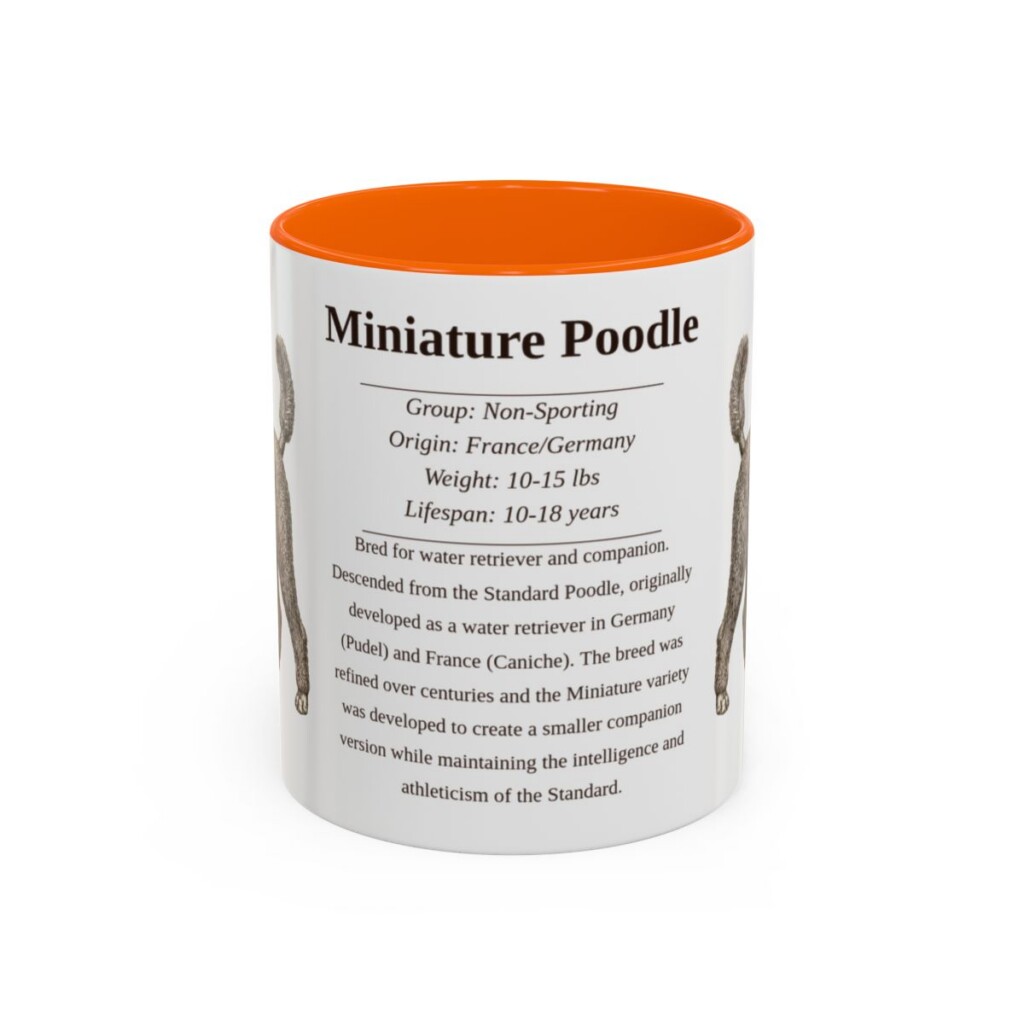 11oz Miniature Poodle Mug, Orange, front view