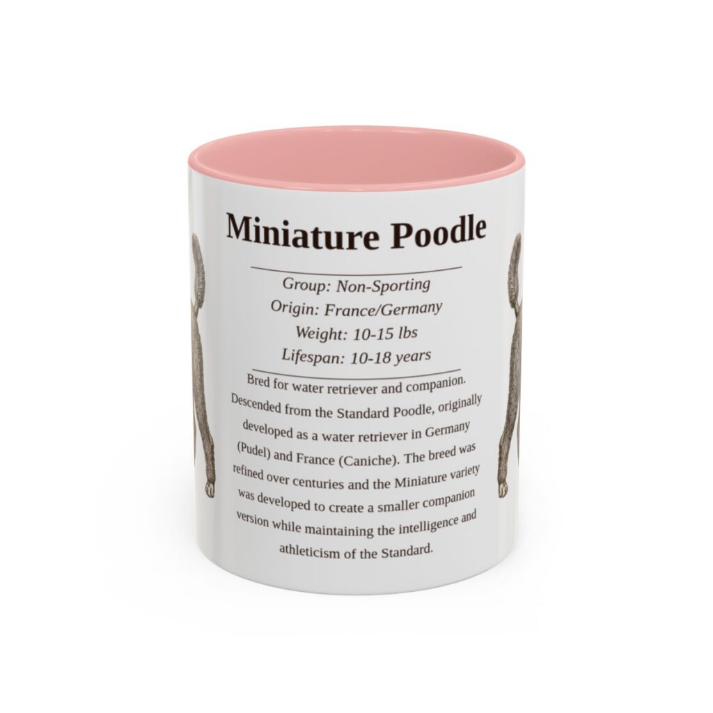 11oz Miniature Poodle Mug, Pink, front view