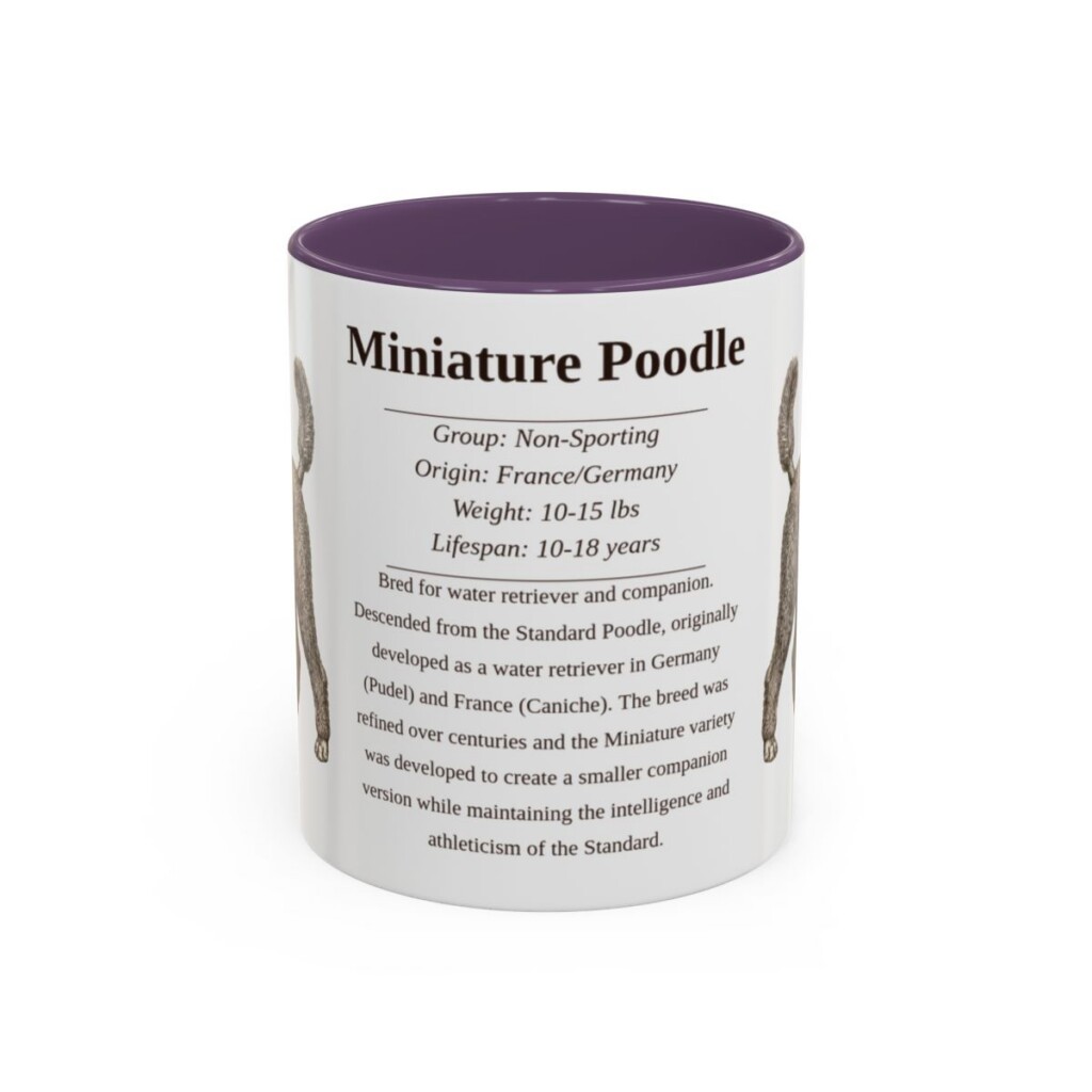 11oz Miniature Poodle Mug, Purple, front view