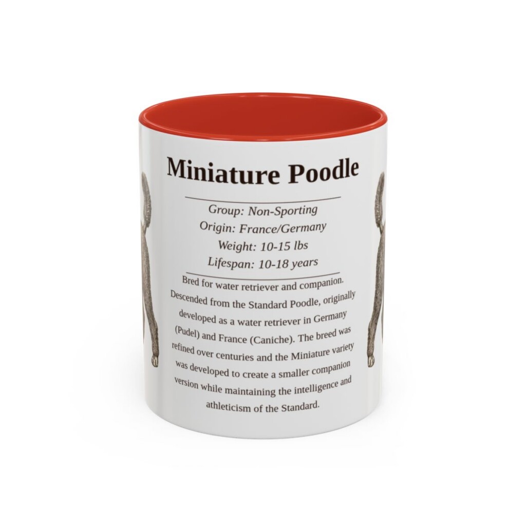 11oz Miniature Poodle Mug, Red, front view