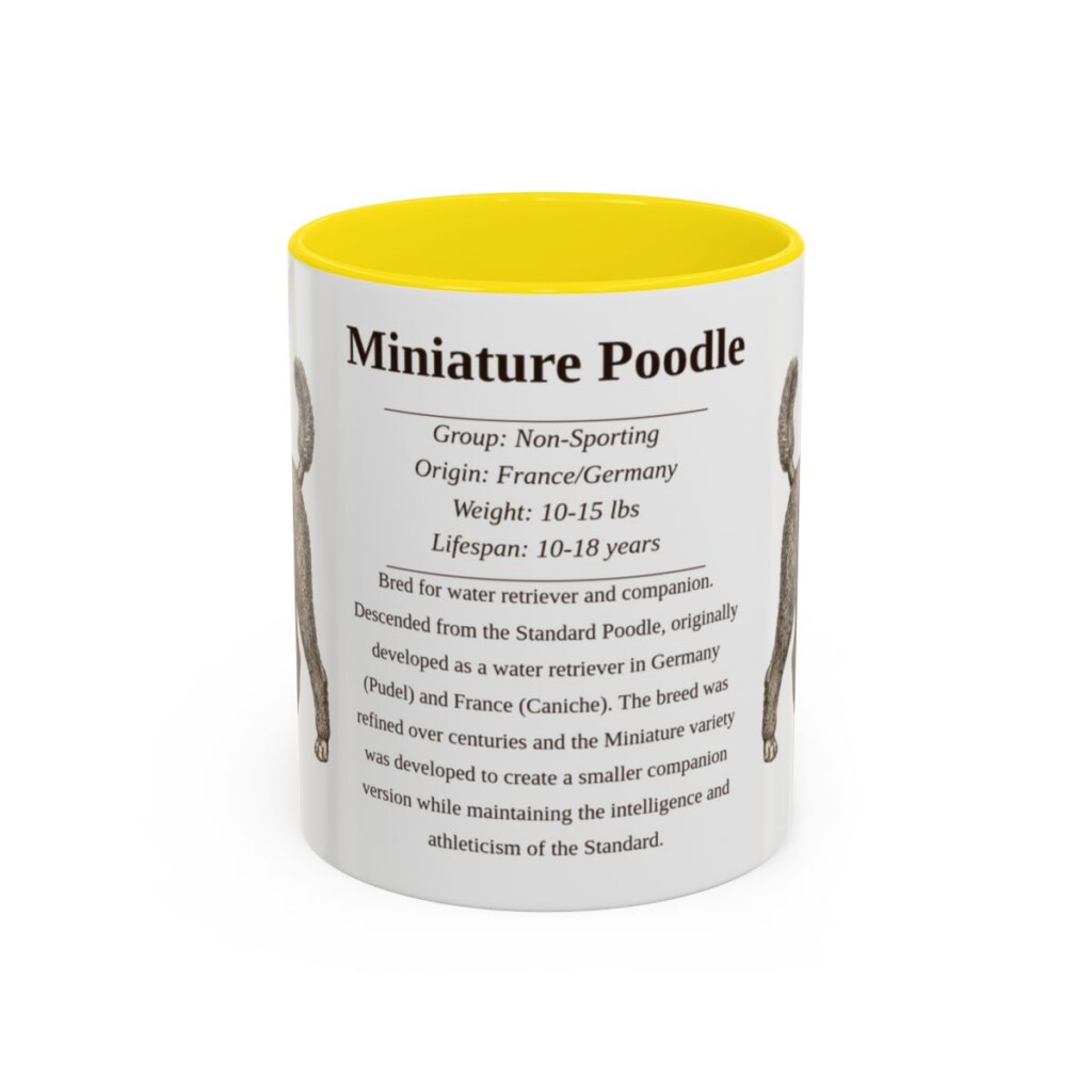 11oz Miniature Poodle Mug, Yellow, front view