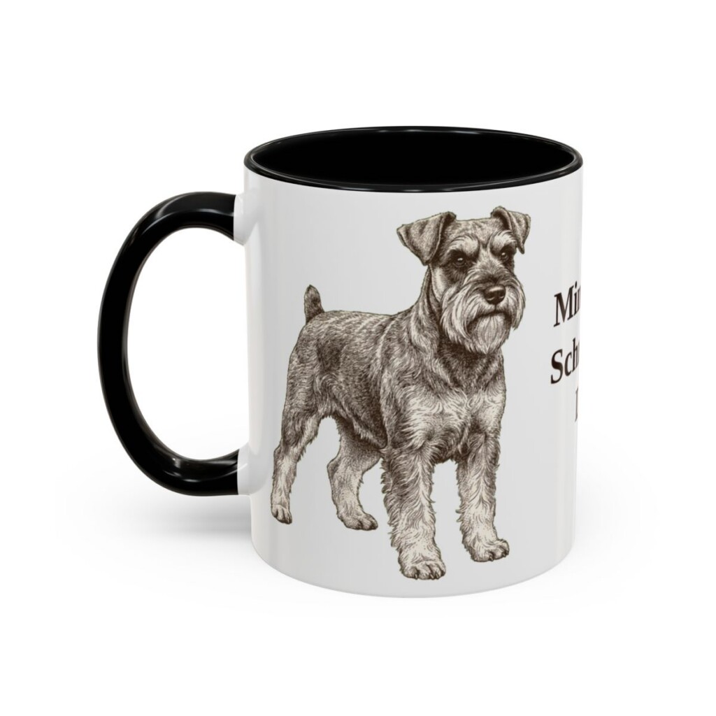 11oz Miniature Schnauzer Dog Dad Mug, Black, left side view