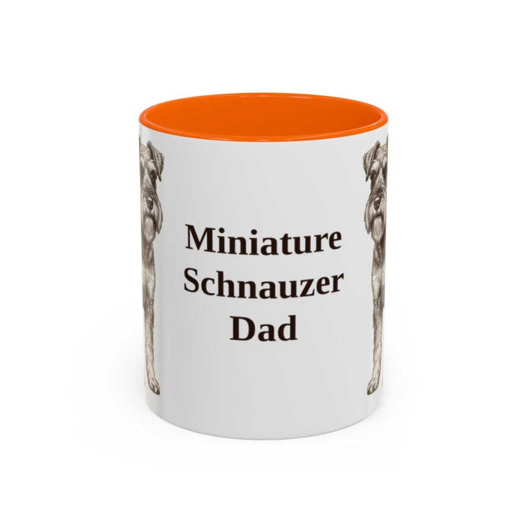 11oz Miniature Schnauzer Dog Dad Mug, Orange, front view