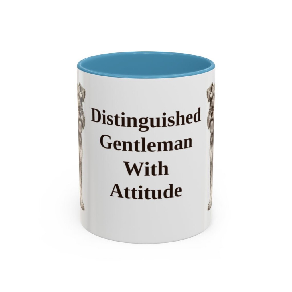 11oz Funny Miniature Schnauzer Mug, Light Blue, front view