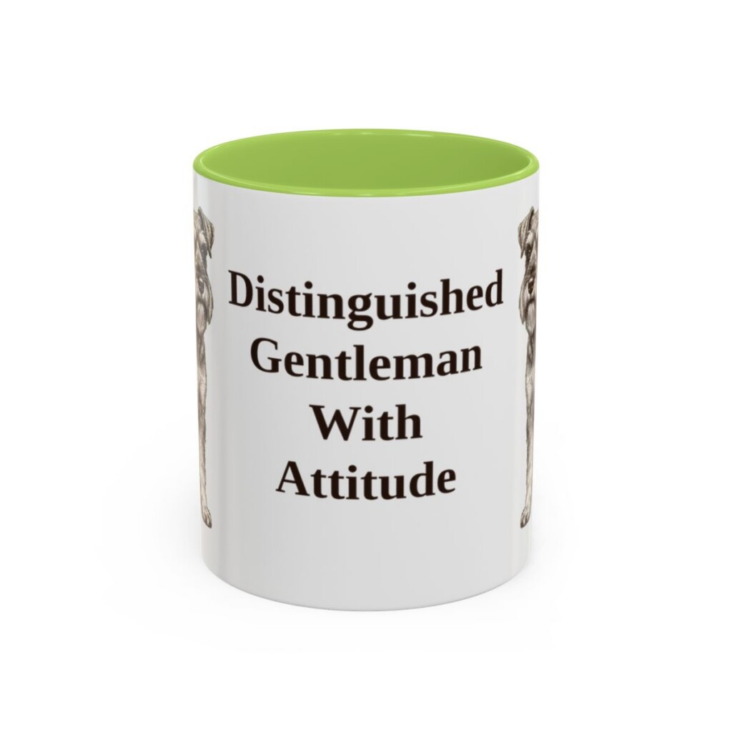 11oz Funny Miniature Schnauzer Mug, Light Green, front view