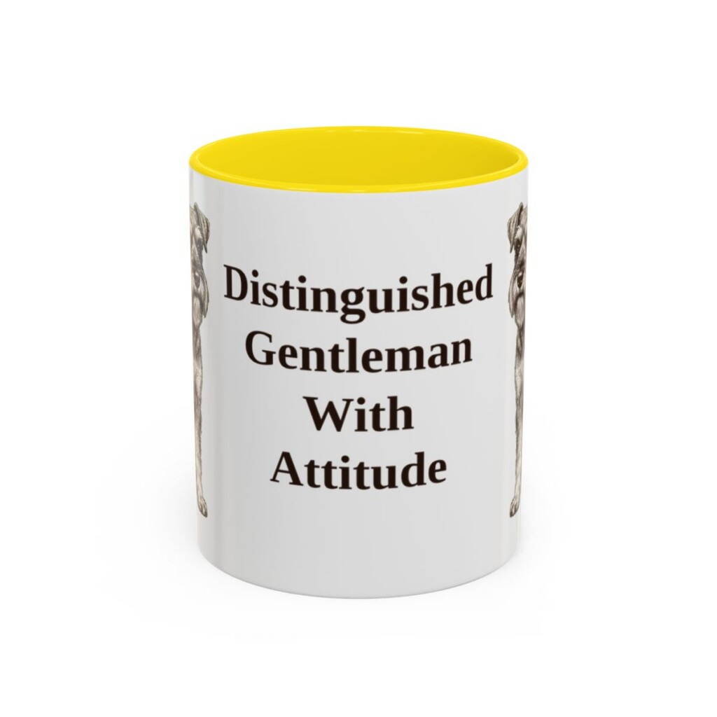 11oz Funny Miniature Schnauzer Mug, Yellow, front view