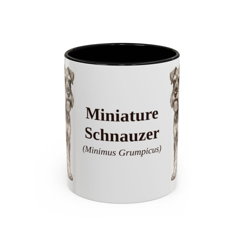 11oz Miniature Schnauzer Latin Mug, Black, front view